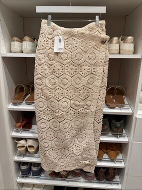 Z Supply Raquel Lace Cream Crochet Midi Skirt